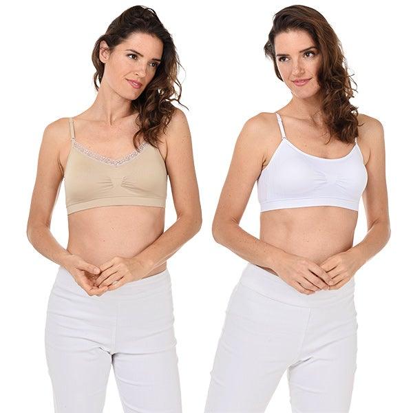 Coobie Seamless V-Neck With Lace Bra, White,One Size at  Women's  Clothing store: Coobie Bra