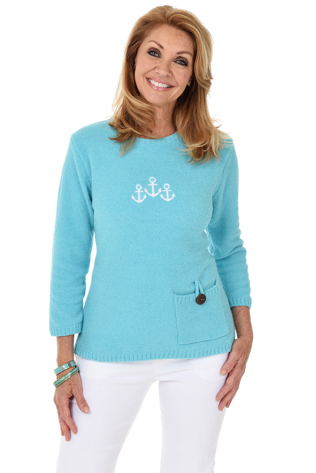 Turquoise crew best sale neck sweater