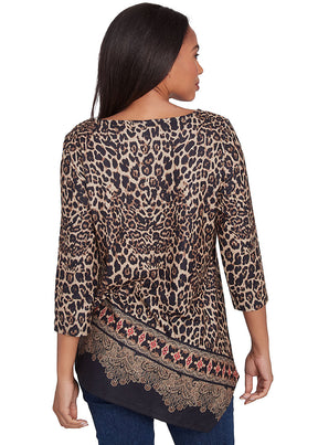 Cozy Season Leopard Paisley Asymmetrical Top