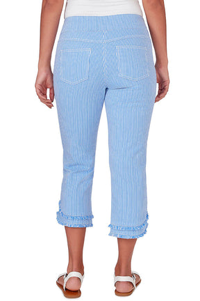 Bali Blue Pinstripe Denim Capri Pant