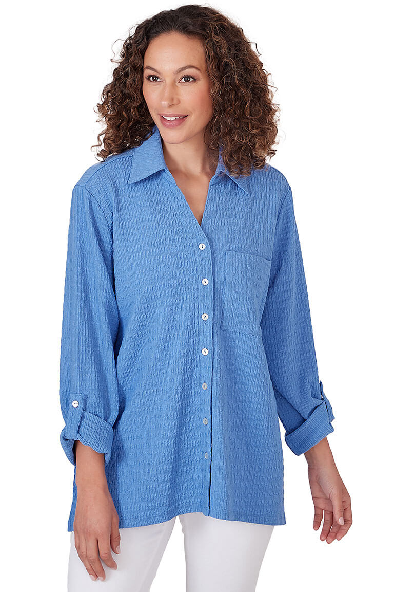 Petite Bali Blue Button-Front Shirt