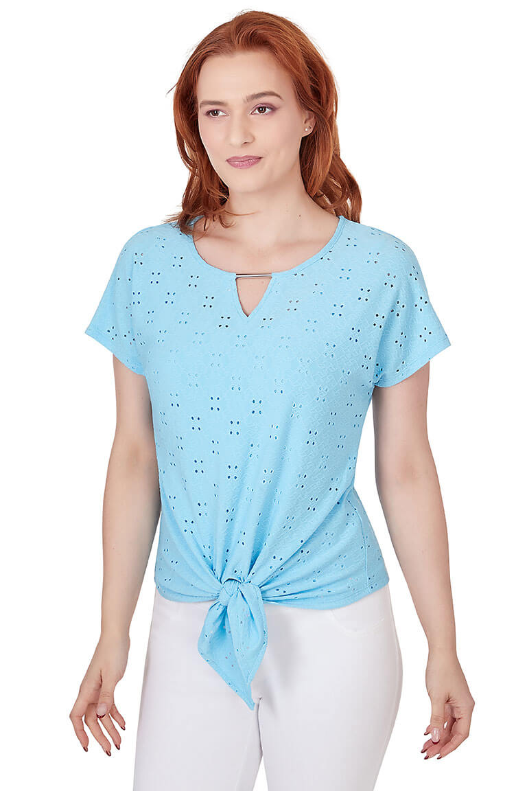 Petite Feeling Just Lime Eyelet Tee