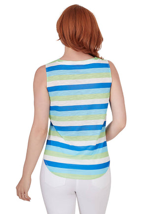 Petite Feeling Just Lime Striped Sleeveless Top