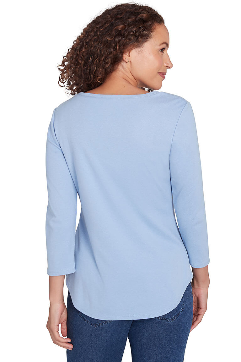 Solid Curved Hem Knit Top