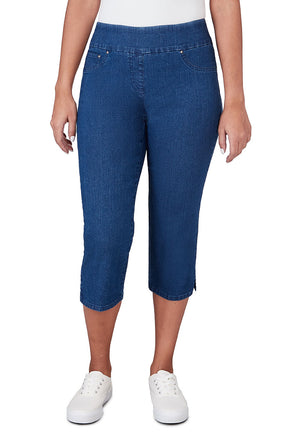 Pull-On Stretch Denim Capri Pant