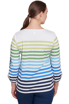 Resort Ready Ombre Striped Asymmetrical Top