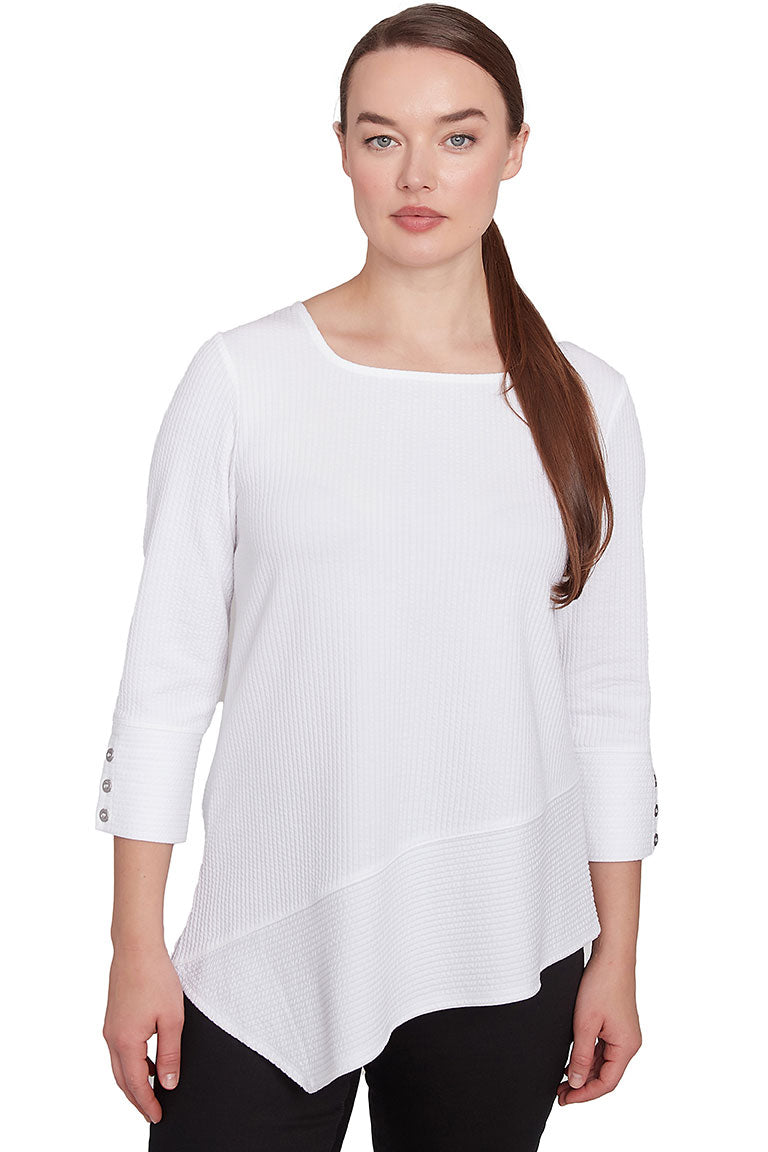 Petite Resort Ready Asymmetrical Rib Knit Top