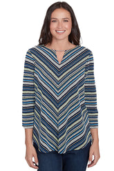 Resort Ready Chevron Split Neck Top