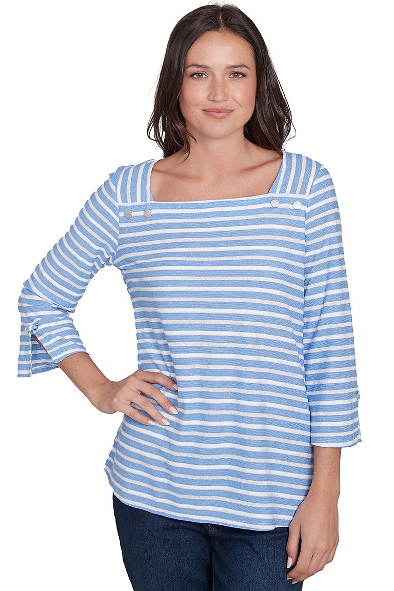 Petite Resort Ready Striped Square Neck Top