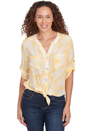 Petite Monochrome Moment Lemon Paisley Shirt