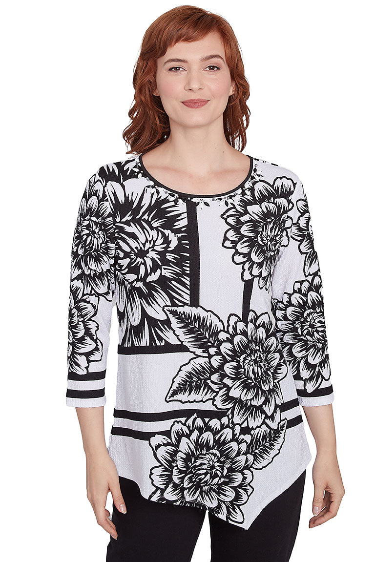 Monochrome Moment Beaded Neck Crinkle Blouse