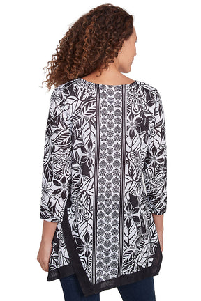 Monochrome Moment Asymmetrical Handkerchief Hem Top