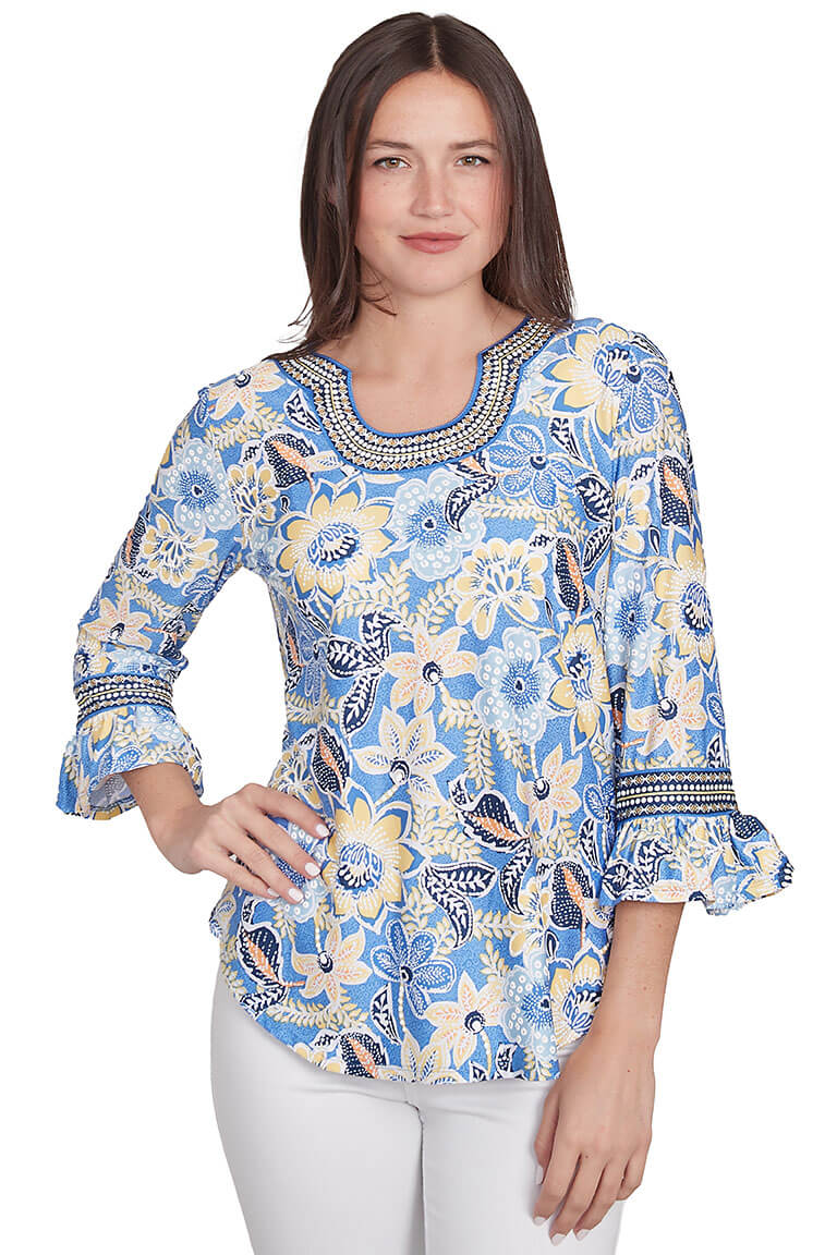 Bella Vista U-Neck Bell Sleeve Top