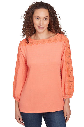 Bella Vista Eyelet Lace Textured Blouse