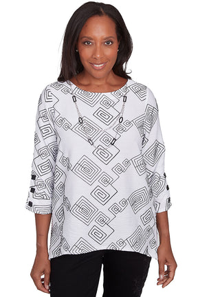 Petite Wild At Heart Geometric Necklace Blouse