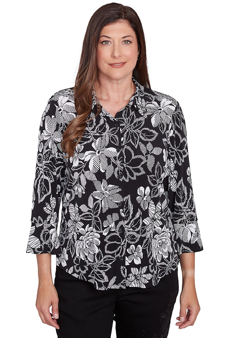 Petite Wild At Heart Floral Puff Print Shirt