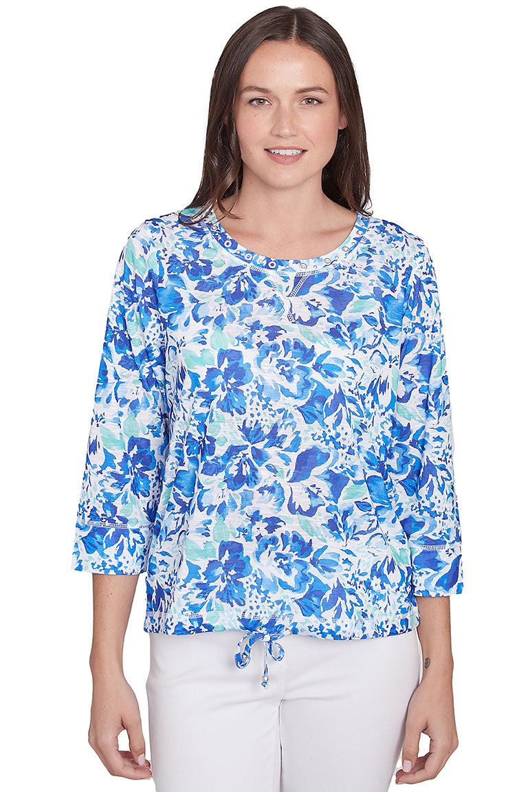 Petite It Had To Be Blue Watercolor Top