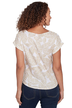 Spring Forward Leaf Crinkle Tie-Front Top