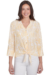 Petite Marigold Making Waves Hibiscus Gauze Shirt