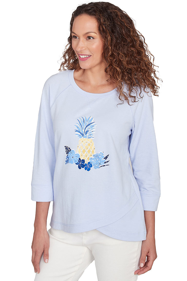 Petite Making Waves Pineapple Tulip Hem Top