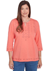 Petite Free Spirit Embroidered Paisley Top