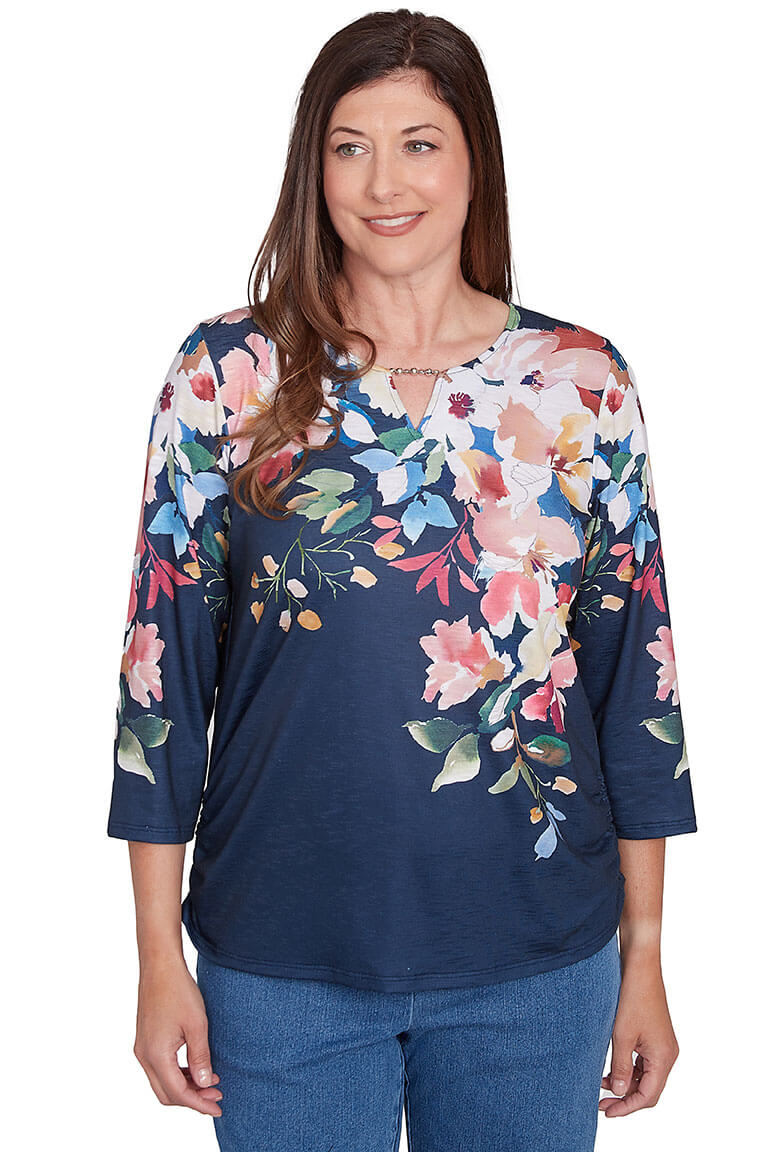 Petite Free Spirit Floral Ruched Top