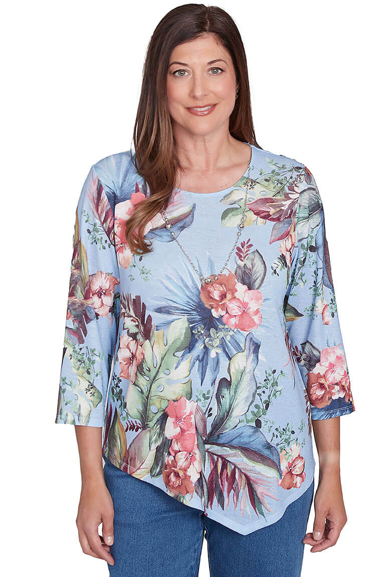 Free Spirit Hibiscus Asymmetrical Top