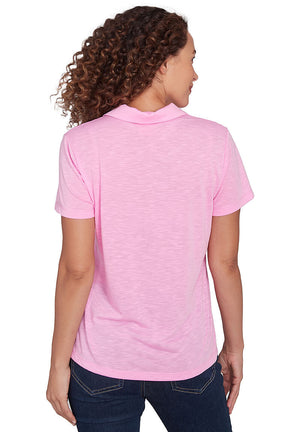 Petite I Pink I Can Short Sleeve Polo Top