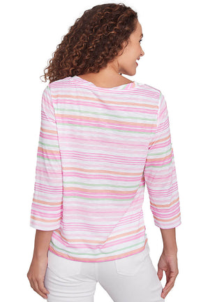 Petite I Pink I Can Striped Blouson Top