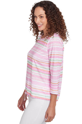 Petite I Pink I Can Striped Blouson Top