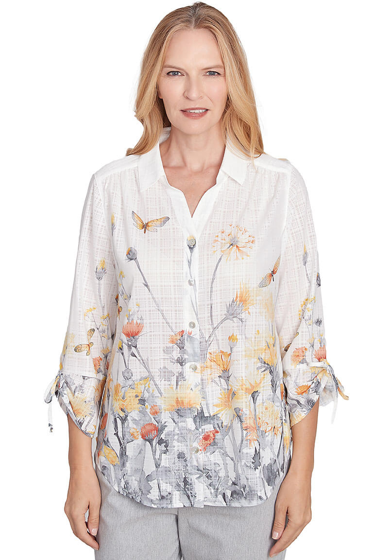 Petite Dress Code Marigold Garden Shirt