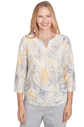 Petite Dress Code Paisley Texture Top