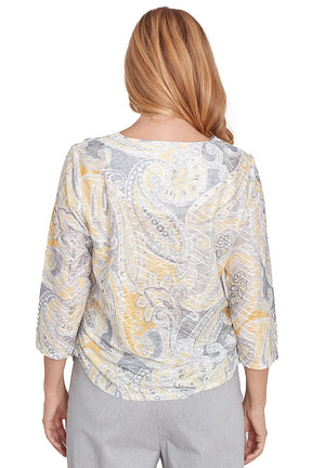 Petite Dress Code Paisley Texture Top