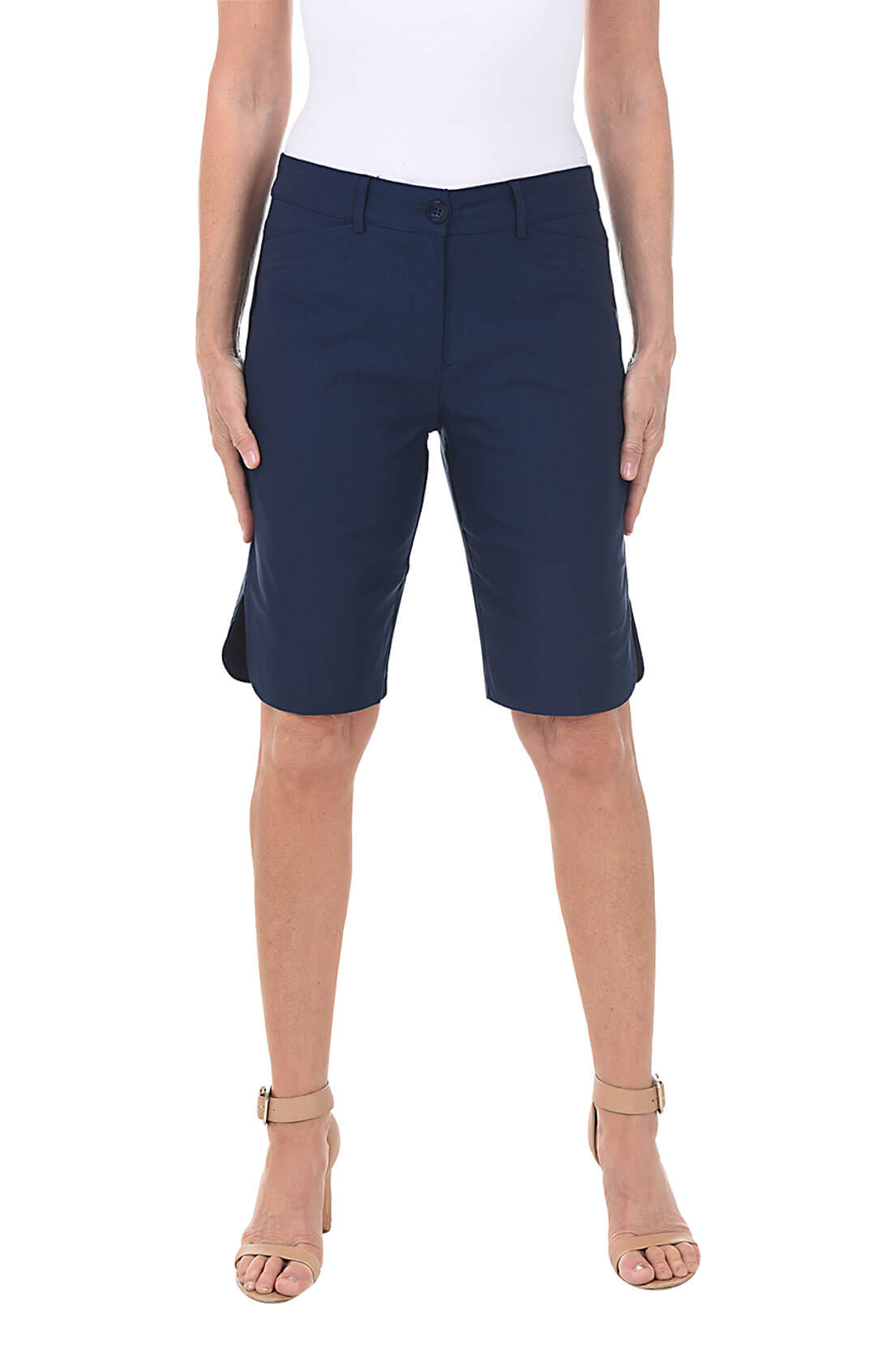 Essentials Color Button-Front Bermuda Short