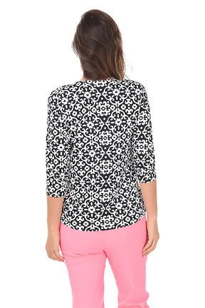 Heart Damask Classic UPF50+ V-Neck Top