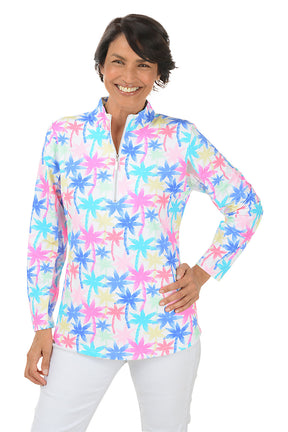 Neon Palms Cooling UPF50+ Mock Neck Top