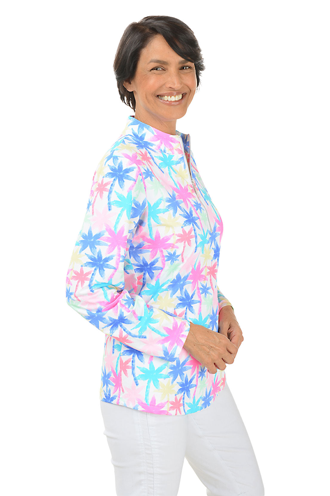 Neon Palms Cooling UPF50+ Mock Neck Top