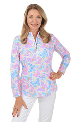 Butterfly Dots Cooling UPF50+ Mock Neck Top