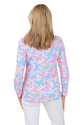 Butterfly Dots Cooling UPF50+ Mock Neck Top