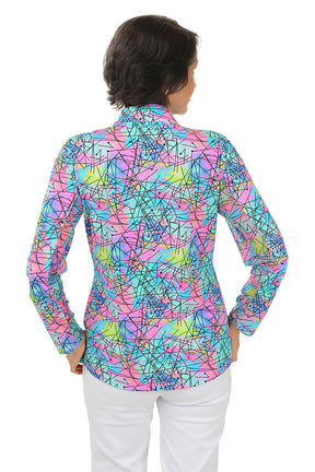 Neon Scribble Cooling UPF50+ Mock Neck Top