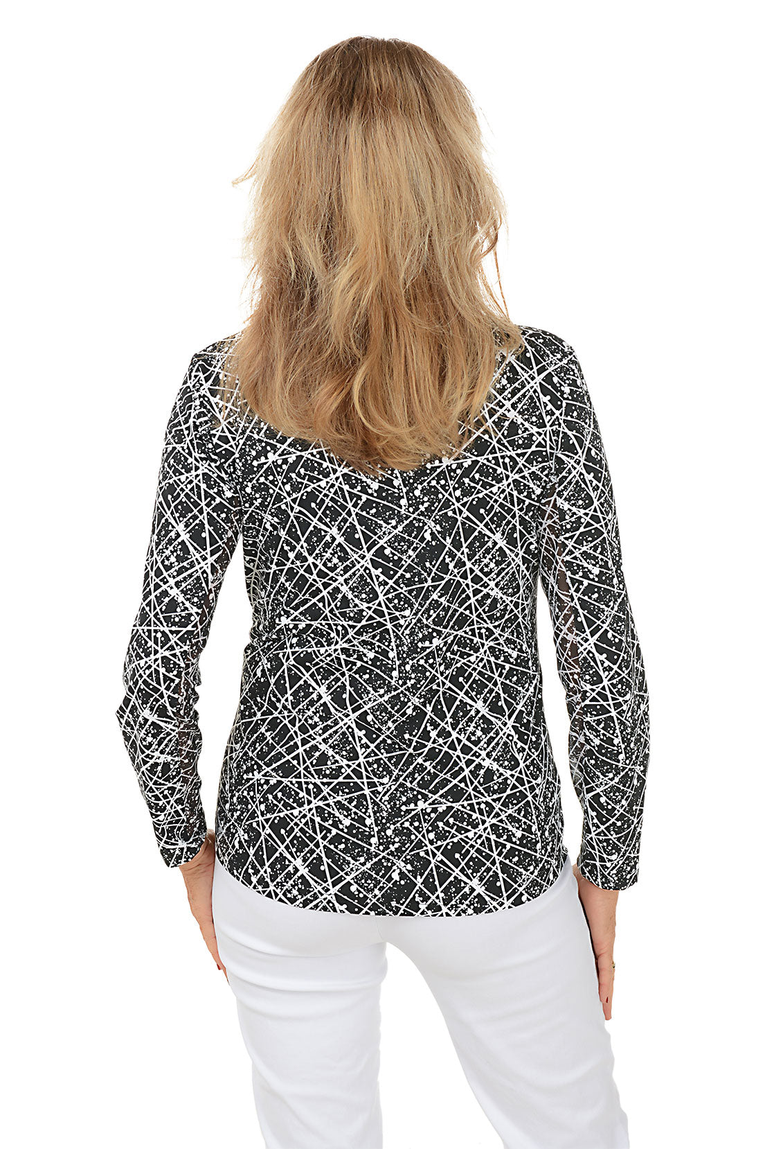 Scribble Splatter Cooling UPF50+ Mock Neck Top