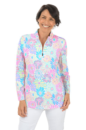 Flower Power Cooling UPF50+ Mock Neck Top