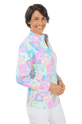 Flower Power Cooling UPF50+ Mock Neck Top