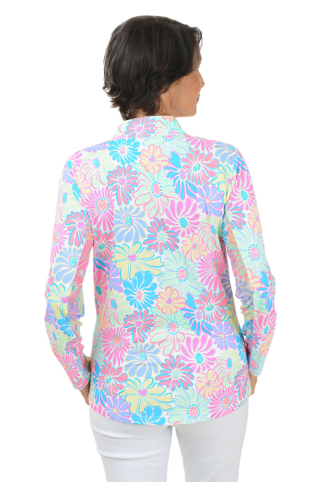 Flower Power Cooling UPF50+ Mock Neck Top