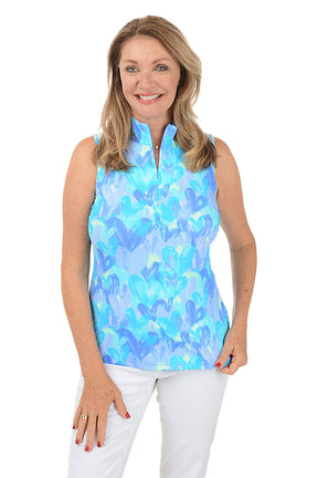 Brushstroke Hearts Cooling UPF50+ Sleeveless Zip Top