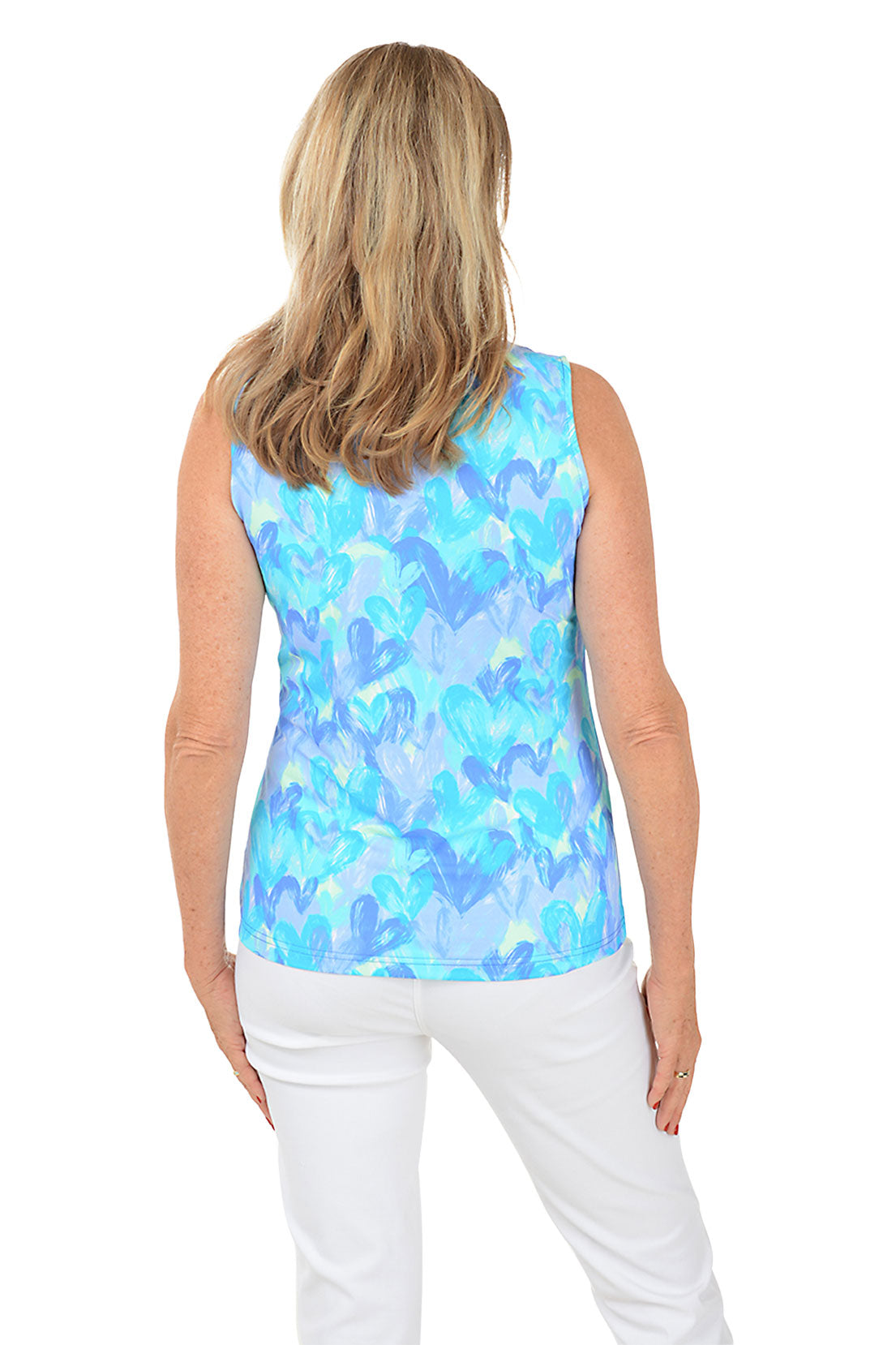 Brushstroke Hearts Cooling UPF50+ Sleeveless Zip Top