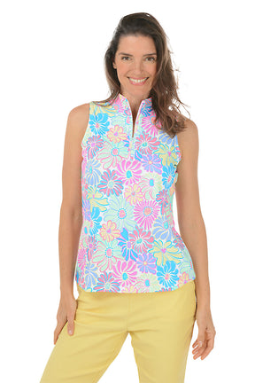 Flower Power Cooling UPF50+ Sleeveless Zip Top