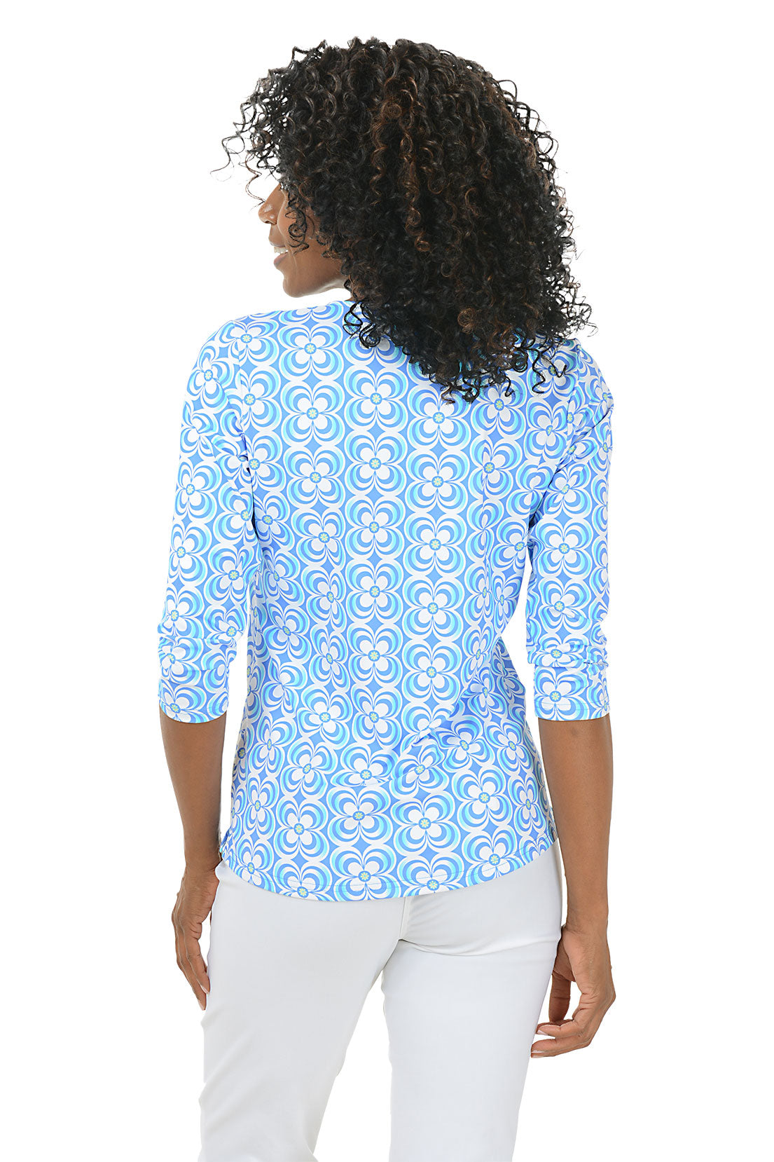 Periwinkle Optical Daisy Classic UPF50+ V-Neck Top