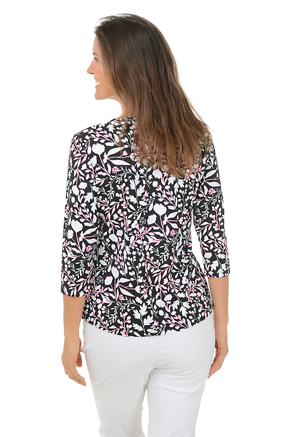 Floral Stencil Classic UPF50+ V-Neck Top