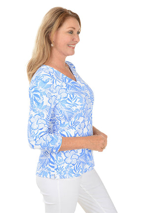 Hibiscus Garden Classic UPF50+ V-Neck Top